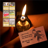 arson watch, get out of jail free card, and trading cards collage
